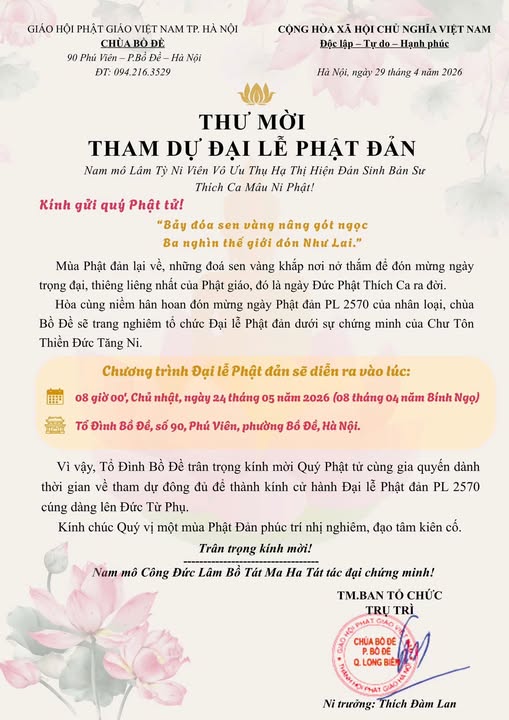 Lễ Phật Đản tại Chùa Bồ Đề Long Biên Hà Nội